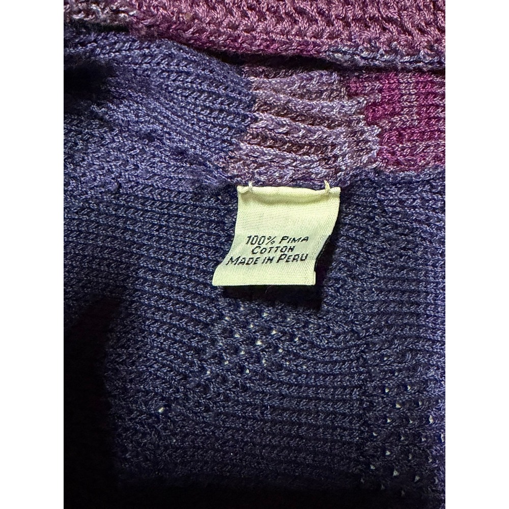 RARE Peruvian Connection Pima Cotton Grandpacore Knit Patchwork Cardigan - Picture 4 of 7